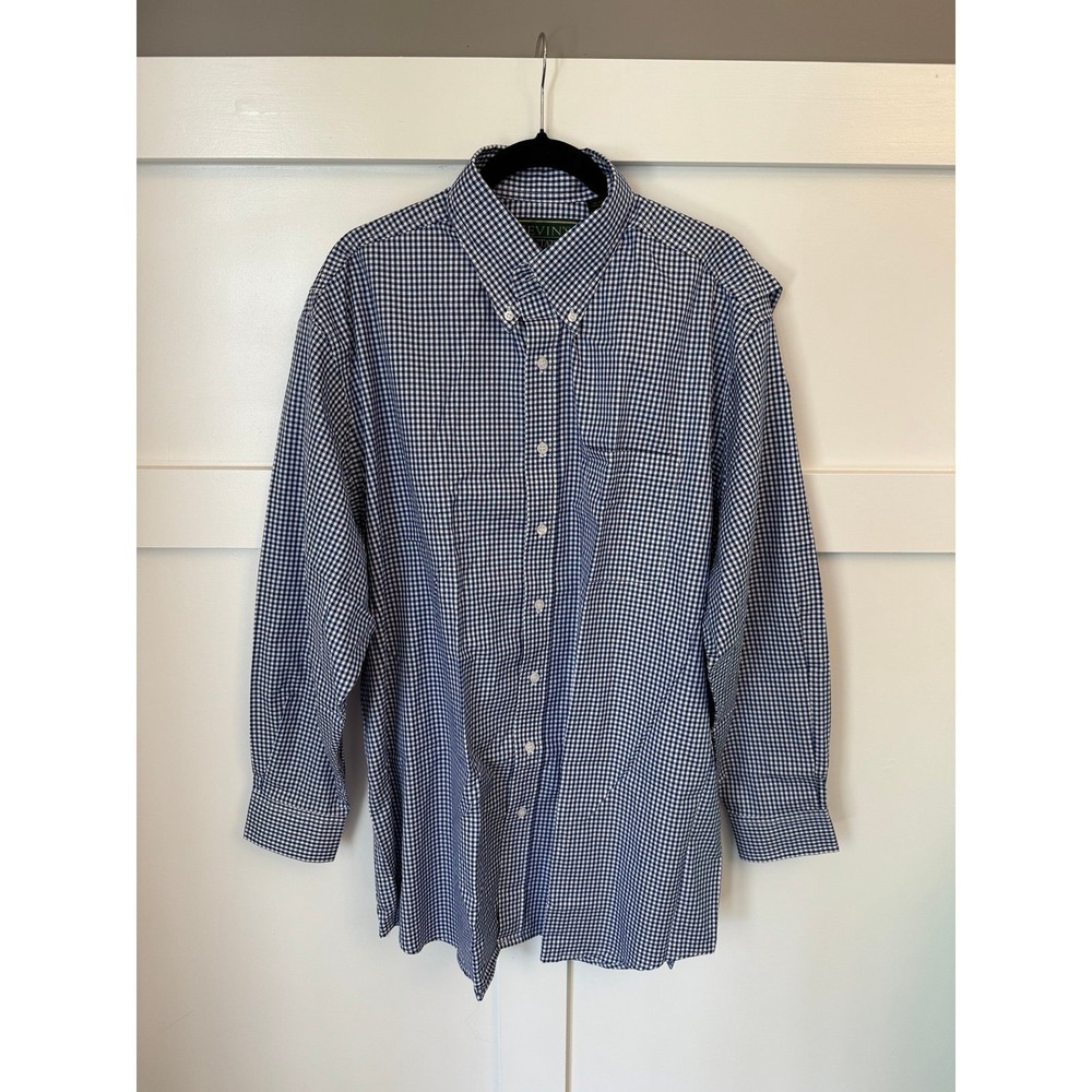 Kevin's Planation button front navy gingham size XL
